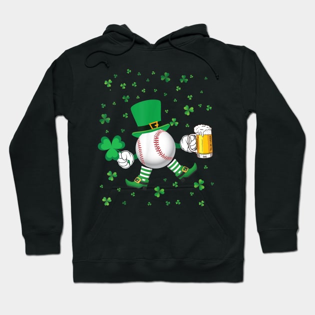 Baseball Leprechaun With Beer And Shamrocks Dancing Patrick Hoodie by Manonee